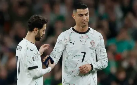 رونالدو يتلقى بطاقة حمراء جديدة أمام أيرلندا ويحقق رقمًا قياسيًا في مسيرته
