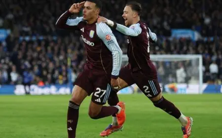 روجرز يتألق بثنائية لقيادة أستون فيلا نحو المربع الذهبي بعد الفوز على ليدز يونايتد