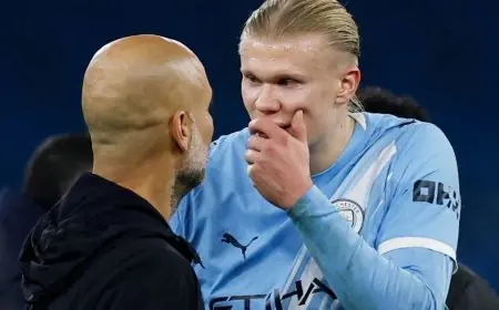 جواردويلا يخفف من أهمية حديثه القوي مع هالاند بعد انتصار مانشستر سيتي على ليدز