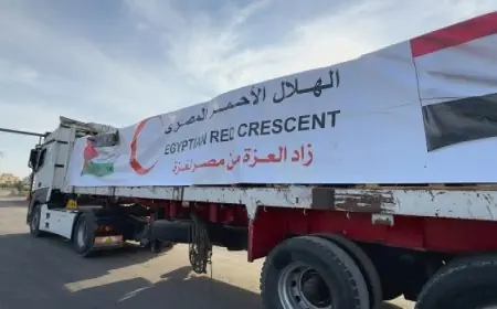 قافلة زاد العزة الـ 87 تصل إلى الفلسطينيين في قطاع غزة لتعزيز الدعم والإغاثة