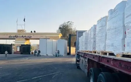 الهلال الأحمر المصري يطلق القافلة الـ 87 زاد العزة محملة بـ 9700 طن من المساعدات الإنسانية والشتوية إلى غزة