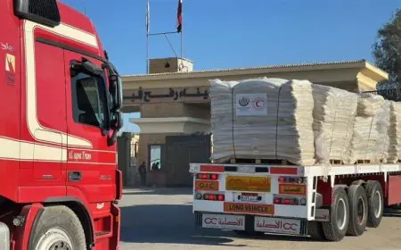 الهلال الأحمر يطلق قافلة زاد العزة 85 محملة بـ 9500 طن من المساعدات الإنسانية لصالح الفلسطينيين