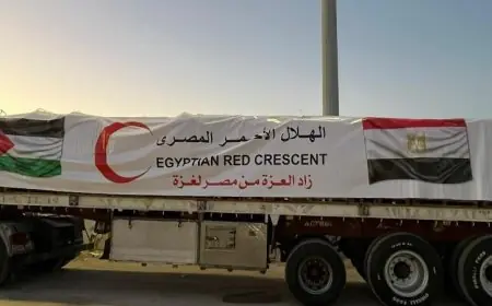 الهلال الأحمر المصري ينظم القافلة الـ87 “زاد العزة” لتقديم مساعدات إنسانية وشتوية لقطاع غزة
