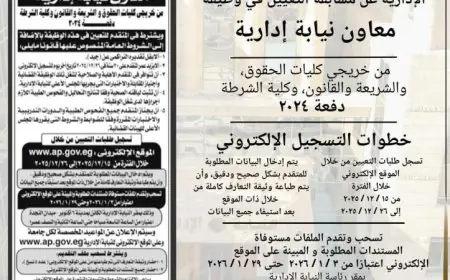 النيابة الإدارية تتيح فرصة التعيين لوظيفة معاون نيابة دفعة 2024 للمؤهلين