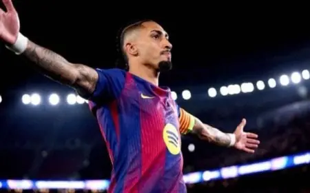 رافينها يقود برشلونة لتحقيق فوز ثمين على أوساسونا في الدوري الإسباني فيديو