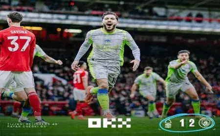 ملخص شامل وأهداف مباراة مانشستر سيتي ونوتنجهام 2-1 في الدوري الإنجليزي الممتاز