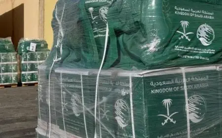 مطار العريش يستقبل الطائرة الإغاثية السعودية رقم 77 لدعم الشعب الفلسطيني