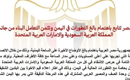 مصر تراقب بتركيز تطورات اليمن وتثني على جهود السعودية والإمارات البناءة