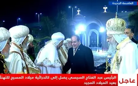 الرئيس السيسي يزور كاتدرائية ميلاد المسيح للاحتفال بعيد الميلاد المجيد