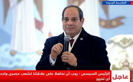 السيسي يؤكد أهمية وحدة المصريين كصمام أمان ضد أي تهديدات لتماسك الشعب