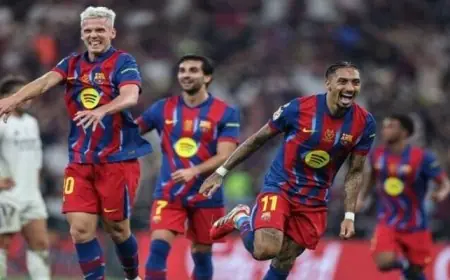 برشلونة يتوج بلقب السوبر الإسباني للمرة الثانية على التوالي بعد انتصاره على ريال مدريد فيديو