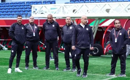 منتخب مصر يجري جولة في ملعب مباراة السنغال قبل نصف نهائي أمم إفريقيا