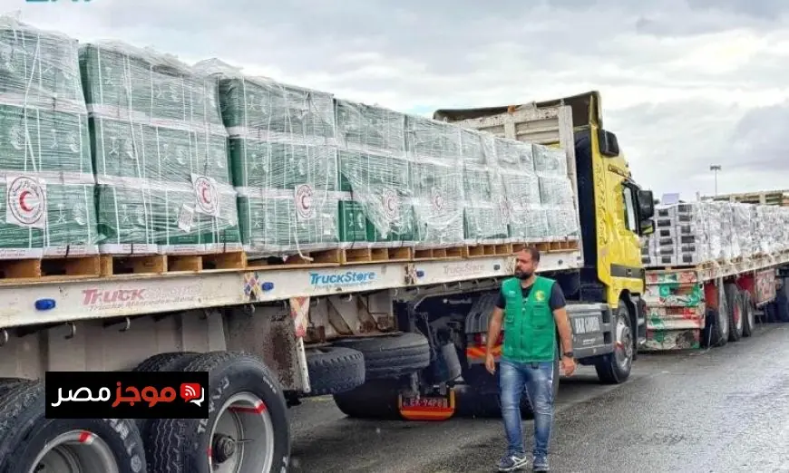قافلة مساعدات إنسانية جديدة من مركز الملك سلمان تصل إلى قطاع غزة عبر منفذ رفح