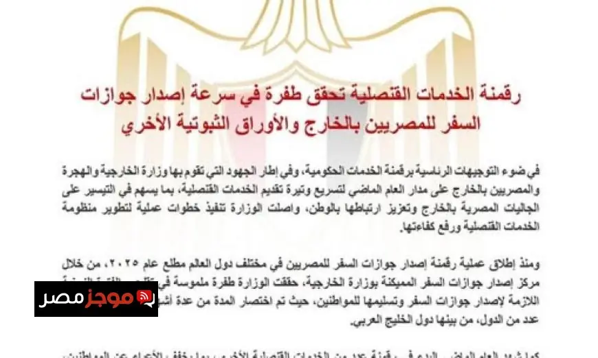 رقمنة الخدمات القنصلية تحدث ثورة في سرعة إصدار جوازات السفر للمصريين المقيمين بالخارج