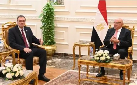 المستشار هشام بدوي يرحب برئيس مجلس الدولة بمناسبة توليه رئاسة مجلس النواب