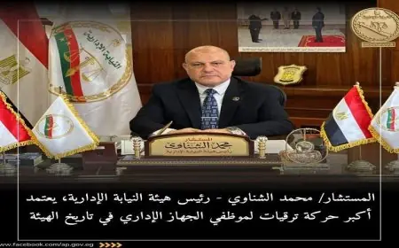 رئيس هيئة النيابة الإدارية يعلن عن أكبر حركة ترقيات لموظفي الجهاز الإداري