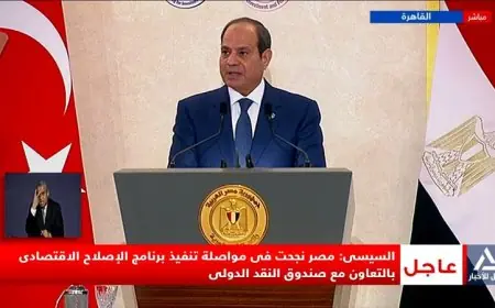 الرئيس السيسي يعلن نجاح مصر في تنفيذ برنامج الإصلاح الاقتصادي بالتعاون مع صندوق النقد الدولي