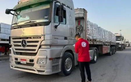 استئناف إدخال مساعدات إنسانية من قافلة زاد العزة 133 إلى قطاع غزة