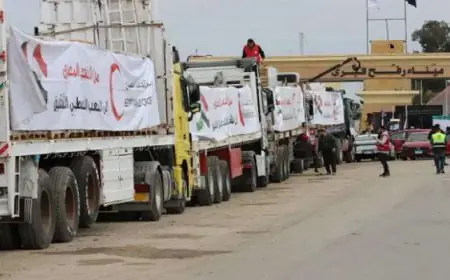 قافلة زاد العزة 124 تصل إلى قطاع غزة لتقديم المساعدات للفلسطينيين