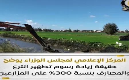 مجلس الوزراء يؤكد عدم زيادة رسوم تطهير الترع والمصارف بنسبة 300% على المزارعين