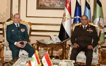 لقاء وزير الدفاع والإنتاج الحربى مع قائد الجيش اللبنانى لتعزيز التعاون العسكري