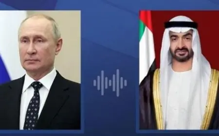 رئيس الإمارات ورئيس روسيا يتباحثان هاتفياً حول التطورات الهامة في المنطقة