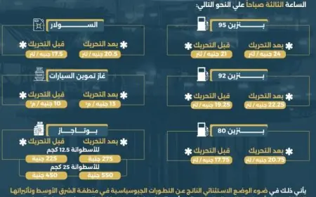 تحديث أسعار المنتجات البترولية وغاز تموين السيارات من وزارة البترول