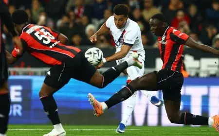 درو يفتتح سجله التهديفي مع باريس سان جيرمان ويساعد الفريق على تحقيق انتصار ساحق أمام نيس