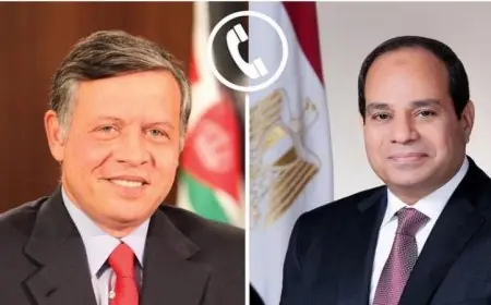 الرئيس السيسي والملك عبد الله الثاني يبحثان الأوضاع الراهنة في اتصال هاتفي مهم