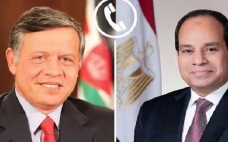 الرئيس السيسى والملك عبدالله يدعوان إلى خفض التصعيد وتهدئة التوترات الحالية