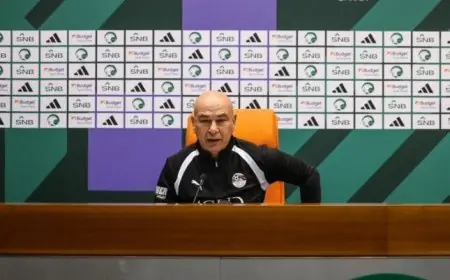 حسام حسن وتريزيجيه يتحدثان في مؤتمر صحفي عن استعداداتهما لمواجهة إسبانيا