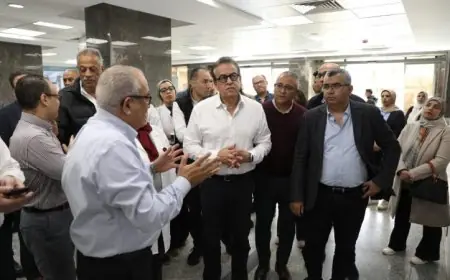 وزير الصحة يزور مستشفى مدينة نصر للتأمين الصحي لمتابعة أعمال التطوير الجديدة