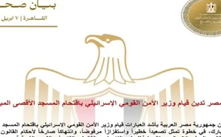 مصر تعبر عن إدانتهابسبب اقتحام وزير الأمن القومي الإسرائيلي للمسجد الأقصى