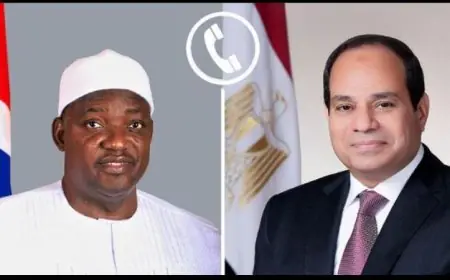 الرئيس السيسي ونظيره الجامبي يتبادلان المحادثات لتعزيز العلاقات الثنائية بين مصر وجامبيا