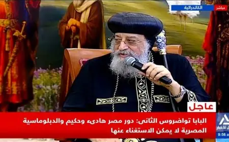 البابا تواضروس يؤكد أهمية الدور الهادئ والحكيم لمصر ودبلوماسيتها التي لا يمكن الاستغناء عنها
