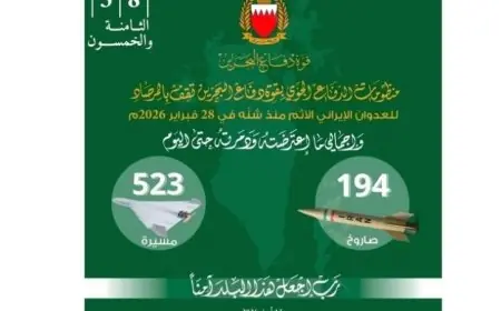 قوة دفاع البحرين تحقق نجاحاً كبيراً في اعتراض وتدمير 194 صاروخاً و523 طائرة مسيرة