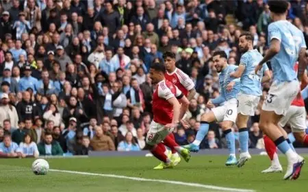تستمر الإثارة في الدوري الإنجليزي بالتعادل بين مانشستر سيتي وآرسنال في الشوط الأول فيديو