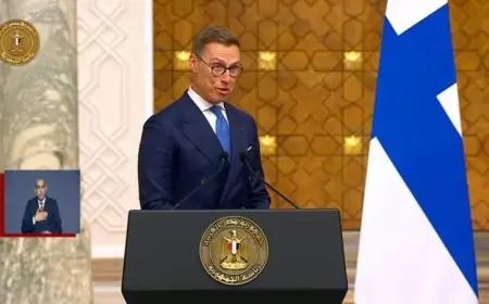 رئيس فنلندا يشيد بدور مصر الحيوي في تعزيز الاستقرار وحل النزاعات بالمنطقة من خلال فيديو مؤثر