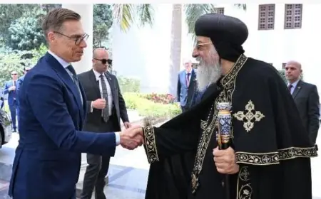 البابا تواضروس يستقبل رئيس فنلندا في لقاء تاريخي بالمقر البابوي بالقاهرة
