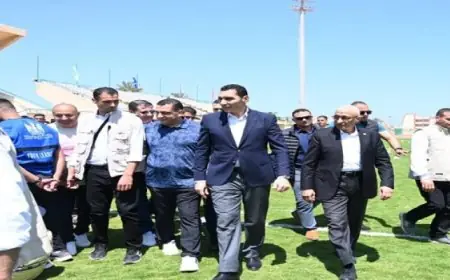 زيارة وزير الرياضة ومحافظ شمال سيناء لمتابعة حمام السباحة الأولمبي والمشروعات التنموية الهامة