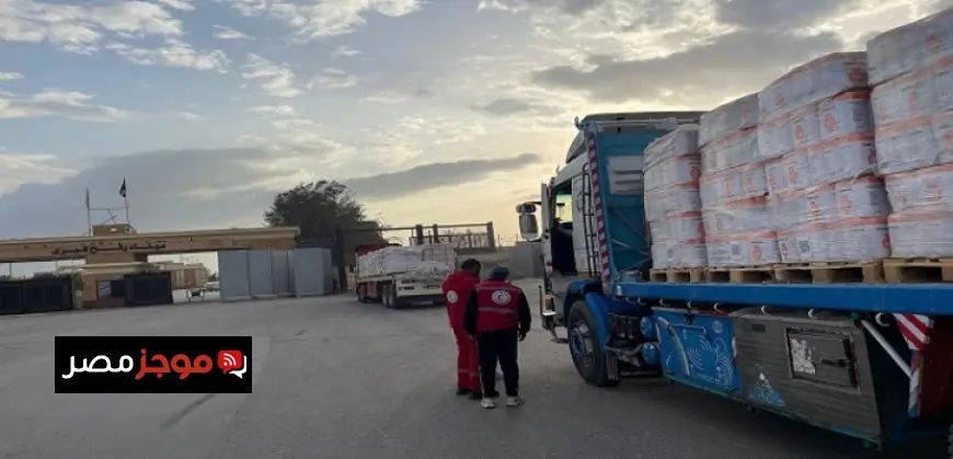 الهلال الأحمر المصري يوزع 44 ألف سلة غذائية وأكثر من 177 ألف قطعة ملابس شتوية في قافلة زاد العزة 172