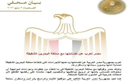 مصر تعبر عن دعمها القوي لمملكة البحرين الشقيقة في ظل التحديات الحالية