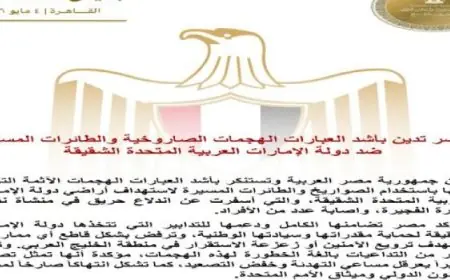 مصر تعبر عن إدانتها القوية للهجمات الصاروخية والطائرات المسيرة ضد الإمارات العربية المتحدة الشقيقة