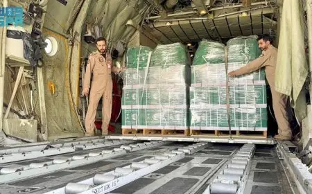 مطار العريش يتلقى طائرة إماراتية محملة بـ 100 طن من المساعدات الغذائية الهامة