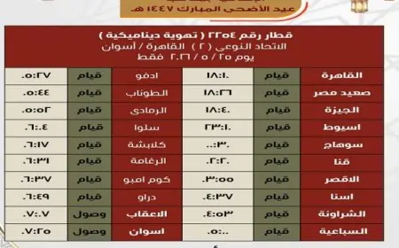 تشغيل قطارات إضافية للسكة الحديد ابتداءً من 21 مايو بمناسبة عيد الأضحى المبارك