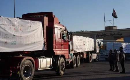 تدخل 64 شاحنة مساعدات إماراتية إلى غزة تحمل 786 طناً من المواد الغذائية الأساسية