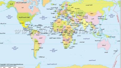 Photo of خريطة العالم مع أسماء الدول وأسماء القارات في كل أنحاء العالم