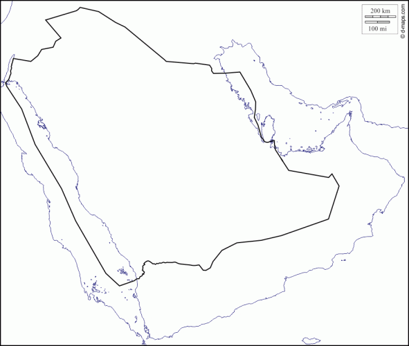 خريطة شبه الجزيرة العربية صماء