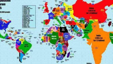 خريطة توزيع السكان في العالم