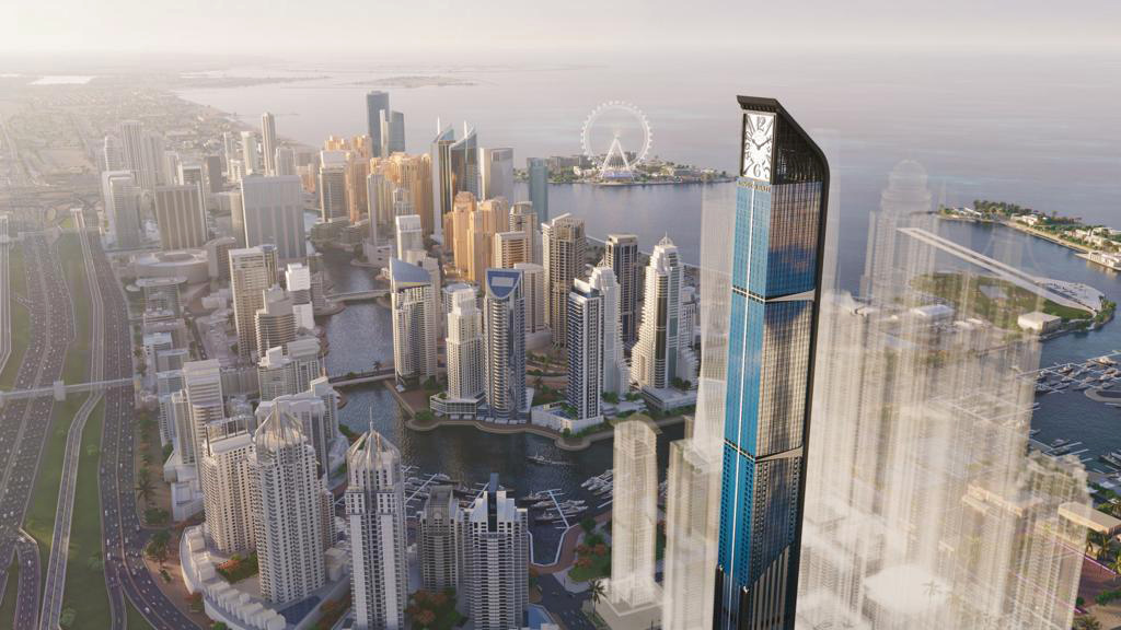 بتكلفة ملياري درهم.. دبي تكشف عن أطول برج ساعة سكني في العالم